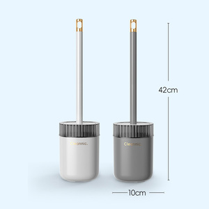 Nouvelle conception de <span class=keywords><strong>brosse</strong></span> de toilette avec support mural, installation sans perçage, tête de nettoyage à 360 degrés pour salle de bain moderne et usage domestique - Product Image 4