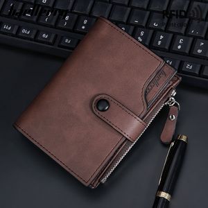 Baellerry Men's Short <b>Wallet</b> Dark Brown <b>RFID</b> Protection Multi-Card Slot Zipper <b>Wallet</b> For Everyday Use - Product Image 1