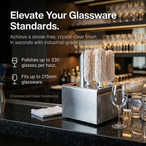 Máquina Pulidora de Vasos Comercial, Pulidora Eléctrica de Vasos de Vino con 5 Cepillos y Secado por Aire Caliente para Bares, Restaurantes, Hoteles, Acero Inoxidable - Product Image 4