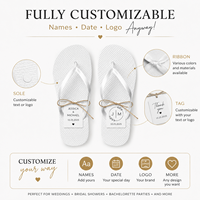 Tongs de mariage personnalisées avec nom et date, sacs en organza personnalisés, cadeaux pour la fête nuptiale, sandales blanches légères et souples pour l'été, direct usine