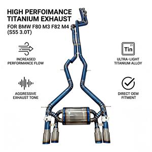 ระบบท่อไอเสียแบบ Catback วาล์วควบคุมความยาวเท่ากัน Vortex Blue Titanium สำหรับ BMW M3 F80 M4 F82 F83 S55 3.0T ปี 2014-2020 ติดตั้งได้โดยตรง ปรับแต่งได้ - Product Image 1
