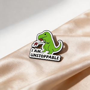 Insignia Esmaltada con un Dinosaurio Imparable - un Broche Divertido y Motivacional Estilo Anime, Perfecto para Mochilas y Bolsos - Product Image 4