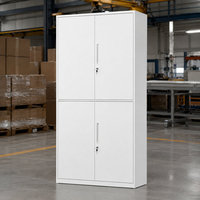 Archivador de Acero de Dos Secciones con Puertas con Cerradura, Gabinete de Almacenamiento de Oficina de Metal Blanco para Archivos, Documentos y Suministros