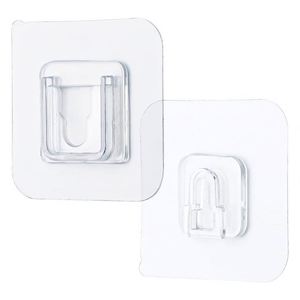 Multifunction Transparent Plastic PVC Sticky Single-Tier Hanging Hook Waterproof Removable Adhesive <b>Kitchen</b> Wall Hooks for <b>Tool</b> - Product Image 1