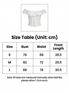 En stock Nouveauté 2026 Streetwear Crop top <span class=keywords><strong>femme</strong></span> style corset à épaules dénudées, à volants et dentelle, respirant, avec fermeture avant à agrafes et baleines - Product Image 6