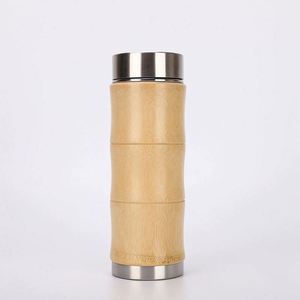 Bouteilles d'eau en bambou gravées personnalisées écologiques, en acier inoxydable, isolées, avec infuseur à thé, pour les voyages - Product Image 2