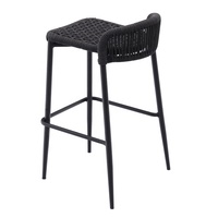 Noir Patio Bistro Comptoir Hauteur Chaises Meubles En Plein Air En Aluminium Jardin Tissé Corde Haute Sans Bras Tabourets De Bar