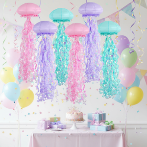 Décorations d'anniversaire sirène, lanternes suspendues en papier méduse rose, lavande, bleu pour fête prénatale sur le thème de <span class=keywords><strong>l</strong></span>'océan - Product Image 1