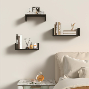 Floating Wall Shelves Set Of 3 Black Metal Wall Mounted <b>Storage</b> Shelves For Bathroom Bedroom Living Room <b>Kitchen</b> Office Home - Product Image 5