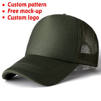 Groothandel op maat bedrukte logo donkergroene foam baseballcap, petten voor heren en dames, mesh snapback foam trucker dad hat