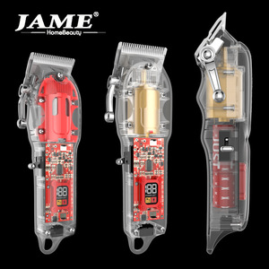 Cortadora de pelo Yoshimi JM-200A, recortadora eléctrica recargable de color rojo transparente con peines y cable USB para uso en el hogar y en el salón - Product Image 3