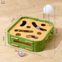 Jouet interactif pour chat, circuit de balles rond et carré, avec clochette intégrée, balles et ressorts, cadre en feutre durable, jouet d'enrichissement pour chatons
