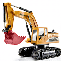 Jouet d'excavatrice télécommandée en alliage, simulateur de construction RC, camion de chantier avec effets sonores et musicaux pour enfants