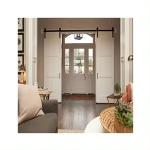 Iç oturma odası ses geçirmez Modern tasarım katı ceviz ahşap çift sürgülü ahır kapıları ev için