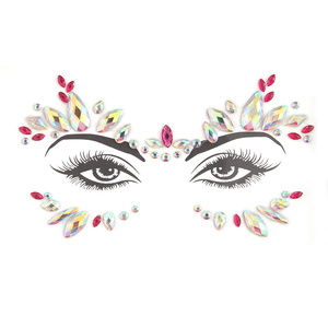 Carnaval maquillage <span class=keywords><strong>3D</strong></span> diamant sourcil autocollant temporaire visage bijoux tatouage brillant strass pour Festival de musique bricolage beauté décor - Product Image 2