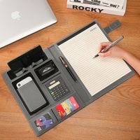 Carpeta de Negocios Magnética Multifuncional de Material PU A4 con Correa, Clip para Gerentes, Carpeta para Documentos de Reuniones, Ventas y Contratos