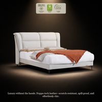 Lit plateforme haut de gamme blanc avec dossier ergonomique, support métallique robuste, écologique et confortable pour un style moderne