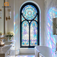 Maßgefertigte Buntglas-Bogenfenster Hausfenster Aluminium-Französische Fenster für Haus Kirche Villa Badezimmer