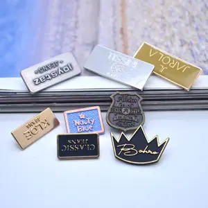 Fashion Custom Engraved Bag Accessories Making Letter Embossed Metal Brand Logo Gold Metal Label Clothing Brand Label