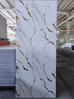 Marbre à dorer 1m de large Panneaux muraux en PVC imperméable pour salle de bain Salle d'eau Lavage de voiture Douche Revêtement mural