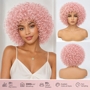 Peluca de Cabello Sintético Afro Rizado Corto para Mujer, para Fiestas, Cosplay, <span class=keywords><strong>Carnaval</strong></span>, Disfraces, Venta al Por Mayor, Proveedor Directo de Fábrica - Product Image 1
