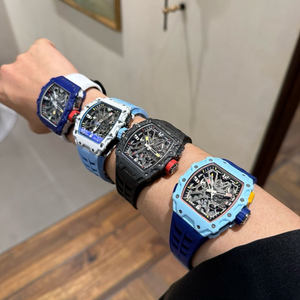 Reloj de Pulsera Deportivo de Lujo Personalizado RM, Esqueleto de Fibra de Carbono, Mecánico Automático, con Alarma, Analógico, para Hombre, Cristal de Zafiro, Cuadrado - Product Image 3