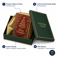 Tarjetas de Navidad Personalizadas en Caja con Sobres, Caja de Tarjetas Navideñas con Estampado en Relieve, Tarjetas de Navidad Corporativas OEM ODM al por Mayor