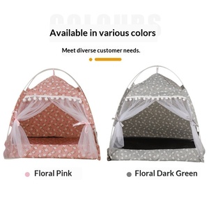 โรงงานผลิตโดยตรง บ้านสัตว์เลี้ยงแบบเต็นท์สี่มุม ใช้ได้ทุกฤดู บ้านแมวไม้พับได้ บ้านสุนัขแบบกึ่งปิด ถอดซักได้ - Product Image 5