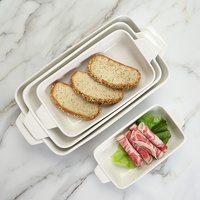 Ustensiles de cuisson de la série, plat à four en porcelaine blanc, plateau de cuisson en céramique, ustensiles de cuisson, plat de four en porcelaine blanc, 4 pièces