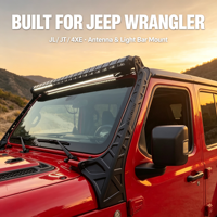 Support de fixation pour barre lumineuse LED en aluminium noir, 52 pouces, pare-brise supérieur, montant A, pour Jeep Wrangler JL 2018+ Gladiator JT JL1204