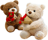 Nouveaux ours en peluche populaires pour la Saint-Valentin 2027 avec fleur, cadeau pour petite amie, ours en peluche pour la Saint-Valentin, ours en peluche personnalisé à prix réduit
