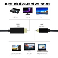 Adaptador de Tipo-C a HDTV 4K HD 30Hz con Núcleo de Cobre y Blindaje Trenzado con Cubierta de PVC para Conectar el Teléfono Móvil al Televisor