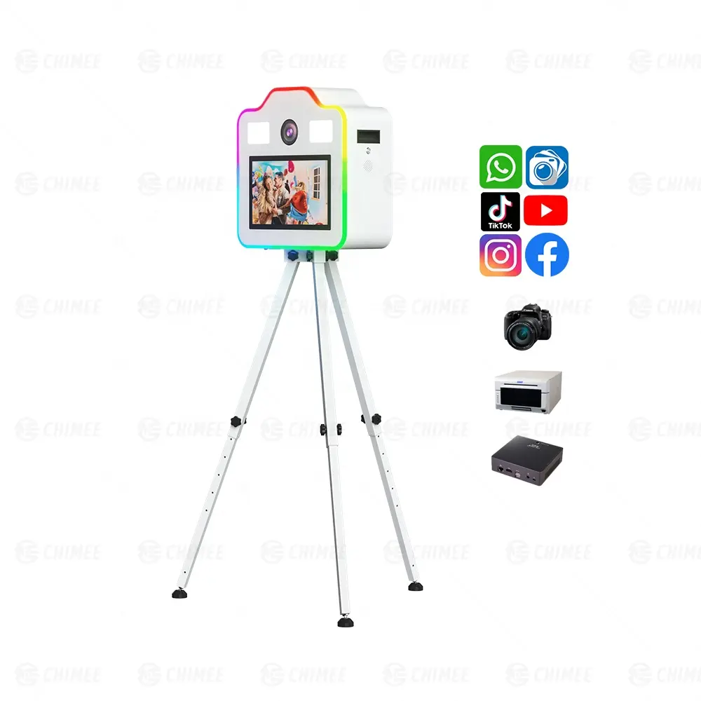 Parti photobooth kiosk 15.6 inç lcd dokunmatik ekran mini pc otomatik yazıcı fotoğraf kabini makinesi özçekim dslr kamera fotoğraf kabini