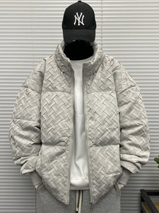 Giacca Puffer <span class=keywords><strong>Senza</strong></span> <span class=keywords><strong>Cappuccio</strong></span> con Bordi in Maglia per <span class=keywords><strong>Uomo</strong></span>, Cappotto Invernale Oversize Stile Bomber con Collo Alto per Adolescenti - Product Image 5