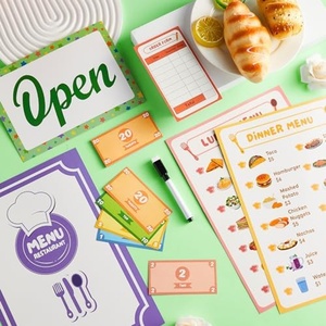 Ensemble <span class=keywords><strong>de</strong></span> menus <span class=keywords><strong>de</strong></span> restaurant pour jeu d'imitation, comprenant des carnets <span class=keywords><strong>de</strong></span> commandes <span class=keywords><strong>de</strong></span> cuisine et <span class=keywords><strong>de</strong></span> restaurant avec billets <span class=keywords><strong>de</strong></span> jeu et une pancarte ouverture/fermeture, pour garçons et filles, pour jeu <span class=keywords><strong>de</strong></span> rôle - Product Image 5