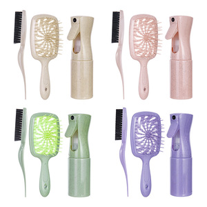 Wheat Straw Hair Care Set 3-Piece With <b>Spray</b> Bottle Hollow Comb <b>Styling</b> Brush For Women - Product Image 5