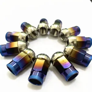 High Quality Durable Open Ended Forged Titanium Blue Racing Lug Nut