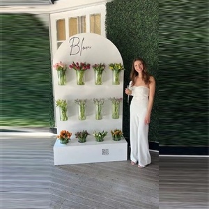 Support de bar à fleurs blanc romantique <span class=keywords><strong>pour</strong></span> événements et fêtes, boîte à fleurs, toile de fond <span class=keywords><strong>pour</strong></span> mariage, décoration extérieure - Product Image 1