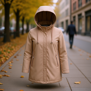 HDJ Plus Size Cotton Coat <b>Jacket</b> 46-56 Women's Hooded Outerwear Autumn Casual Zipper Closure Patch Pockets - Product Image 3