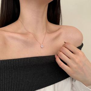 Dylam Luxury Fine Jewelry S925 Silver Solitaire Rectangle 8A Crushed <b>Iced</b> Out Cut Cubic Zirconia Pendant Necklace for Women - Product Image 5