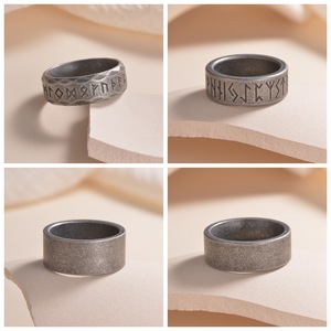 Anillo de Acero Inoxidable al por Mayor, Estilo Retro, con Runas Nórdicas Vikingas de Odín, para Hombre, Joyería Boho Retro - Product Image 3