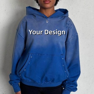 Sweat à capuche pour homme, coupe oversize et carrée, 420 GSM, noir uni, épaules tombantes, fermeture éclair entièrement métallique, délavé à l'acide et effet soleil. - Product Image 1