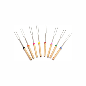 Tenedores telescópicos profesionales de acero inoxidable para barbacoa, palitos para asar malvaviscos con mango de madera, ecológicos y resistentes al calor. - Product Image 1