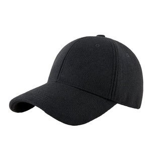 Gorra de béisbol con forro polar de lana, gorra cálida con visera para hombre, gorro para deportes al aire libre de invierno, protección solar, resistente al viento, color negro - Product Image 1