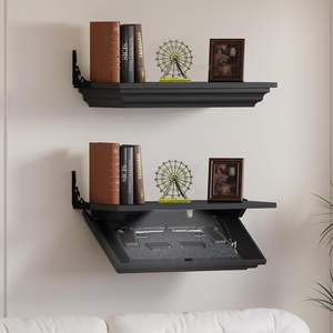 Mensola Galleggiante in Legno Personalizzabile, Mensola Nera da Parete con Scomparto Nascosto, Mobile Contenitore in Legno - Product Image 1