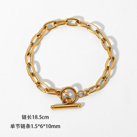 Bracelet minimaliste en acier inoxydable plaqué or 18 carats, étanche, avec chaîne serpent trombone et fermoir OT en forme de cœur, bijoux pour femme