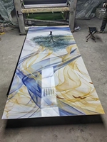 Marbre PVC brillant avec revêtement UV 600*1200mm, feuille de marbre plastique, panneau PVC 3mm avec revêtement UV