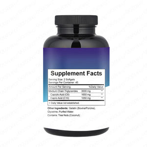 <span class=keywords><strong>Olio</strong></span> <span class=keywords><strong>MCT</strong></span> Keto OEM in Offerta Speciale 3000mg Puro <span class=keywords><strong>C8</strong></span> C10 <span class=keywords><strong>Olio</strong></span> di Cocco Integratore per la Chetosi Energizzante 90 Softgel Ingrosso - Product Image 2
