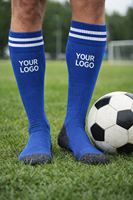 Chaussettes de football personnalisées mi-hautes à séchage rapide, tricotées, pour l'entraînement au soccer, avec logo