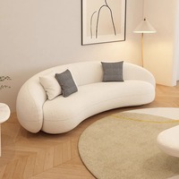 Canapé une place en tissu PU style crème, ensemble de meubles pour salon de beauté, réception, petit appartement, salon moderne, design incurvé